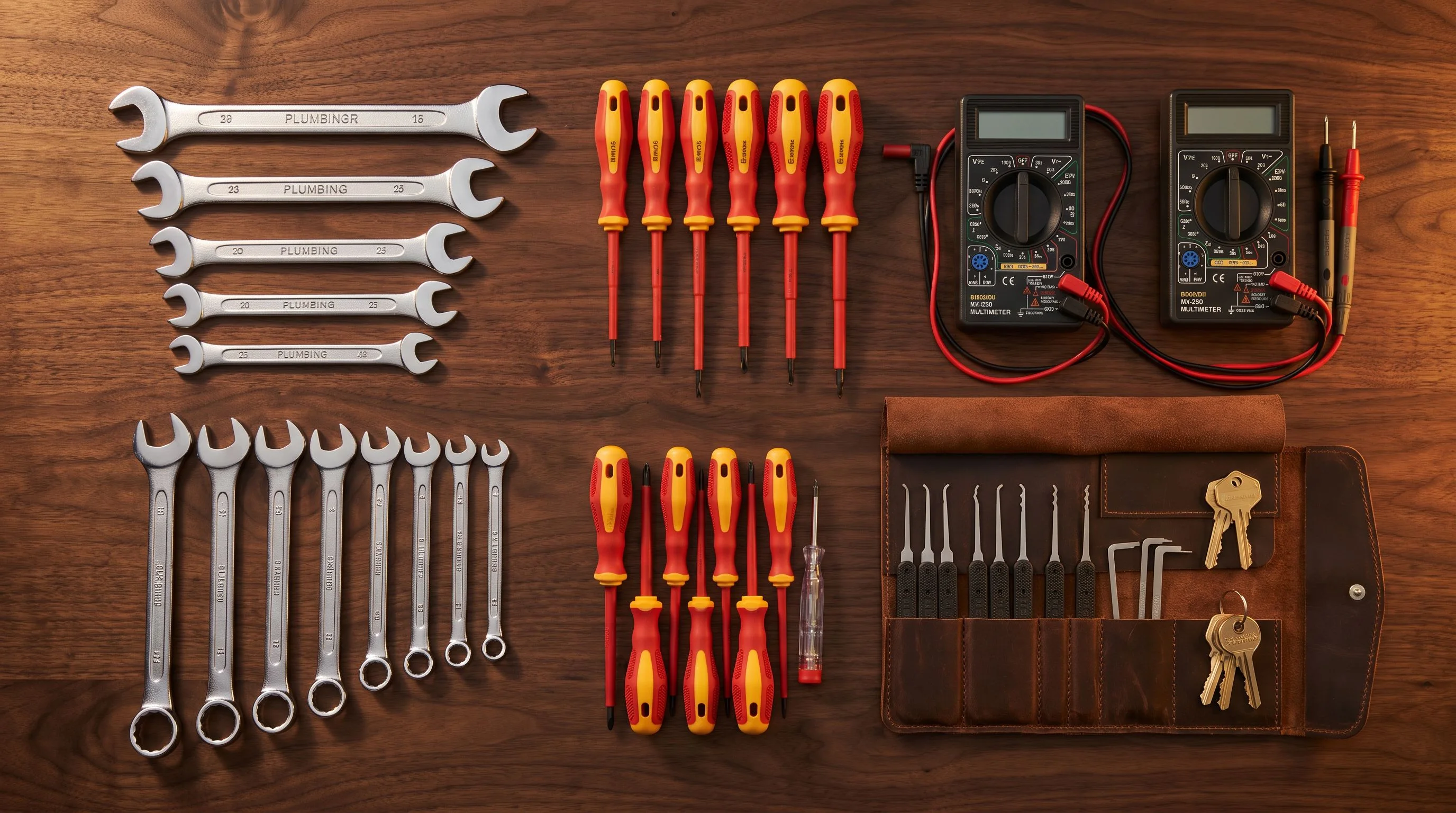 Outils professionnels de serrurerie, plomberie et électricité